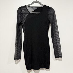 ASTR Black Mesh Long Sleeve Mini Dress Women Size Small